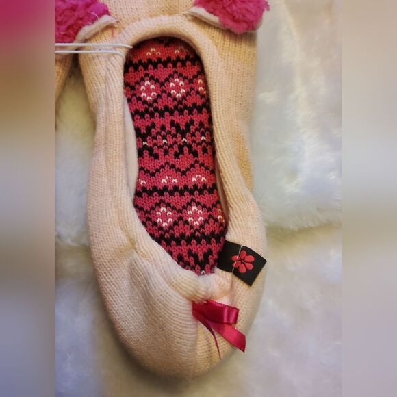 Embroidered Slippers & Sleep Mask Faux Fur Size XL NEW - Picture 4 of 10